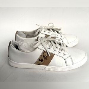 Ralph Lauren White and Tan Sneakers Minimalist Design
